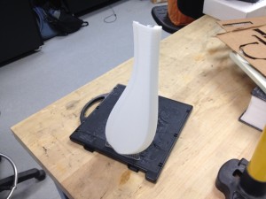 Freshly Printed Maple Seed Airfoil Top, Still on the Build Plate